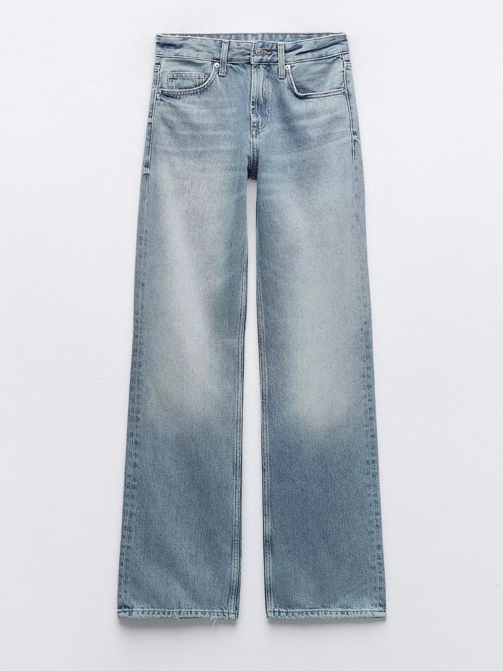 STRAIGHT LEG MID RISE FULL LENGTH JEANS